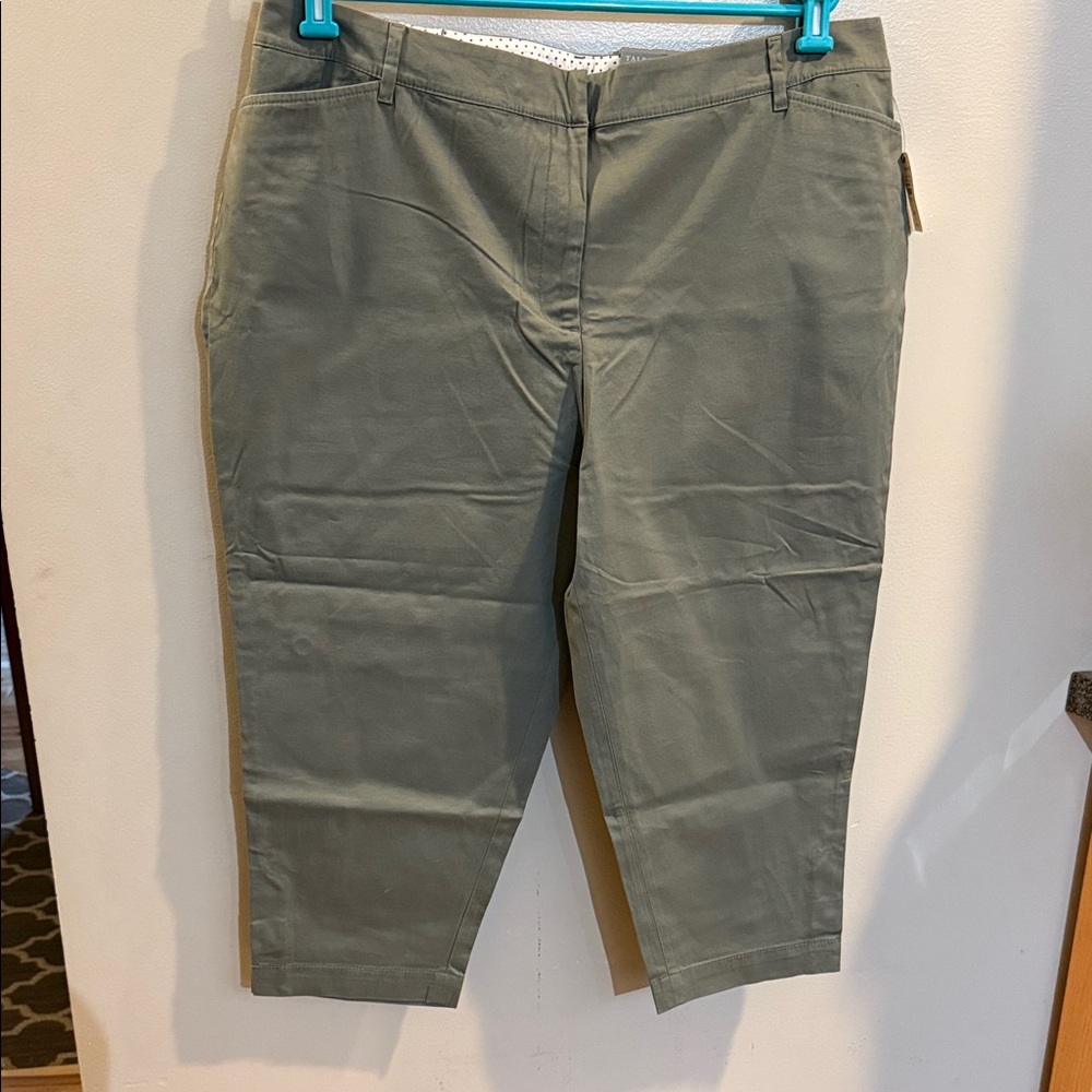 Talbots olive green Plus 18W Petite Pants cropped new with tag.